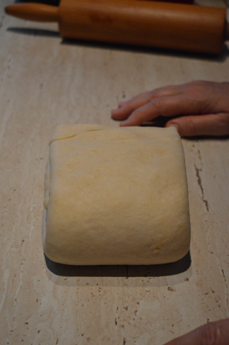 folding the dough sideways